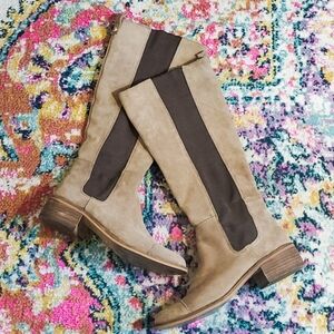 BCBGeneration Judie Tan Suede Leather Knee High Pull-On Boots